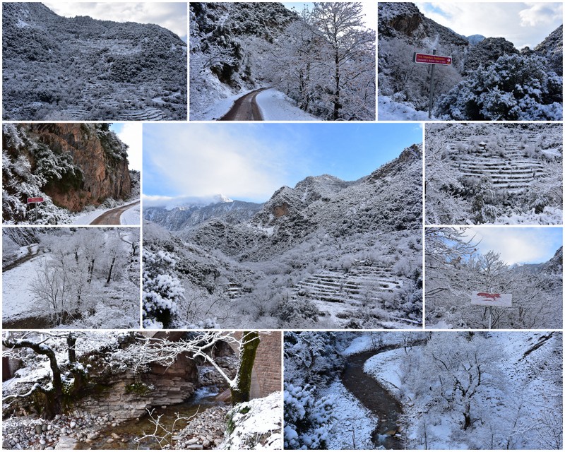 13.Σύνθεση εικόνων του χιονισμένου τοπίου από την Κοιλάδα των Νεράιδων επί της διαδρομής από Θέρμο προς Αμπέλια
