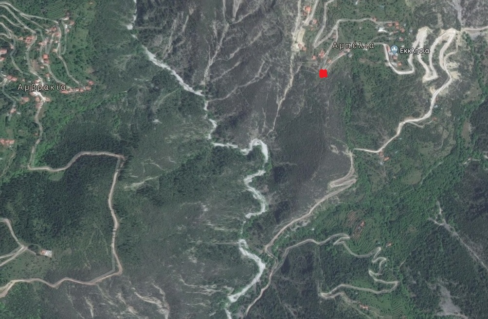 15.Απεικόνιση Θέσης Θέας Γιδομανδρίτη μέσω Google Earth συντεταγμένες 38.665356 21.727172