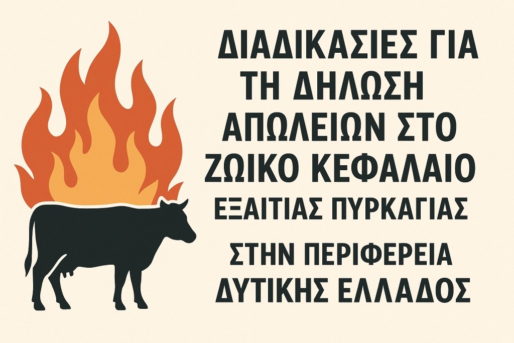 Διαδικασίες για τη δήλωση απωλειών στο ζωικό κεφάλαιο εξαιτίας πυρκαγιάς