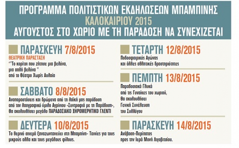 Πολιτιστικές εκδηλώσεις στην Μπαμπίνη