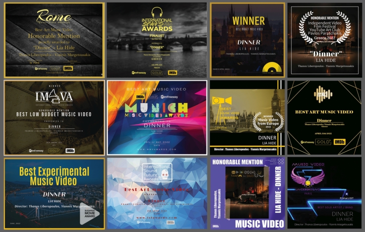 Dinner: το video clip της Lia Hide σαρώνει τα βραβεία σε Ευρώπη και Αμερική!