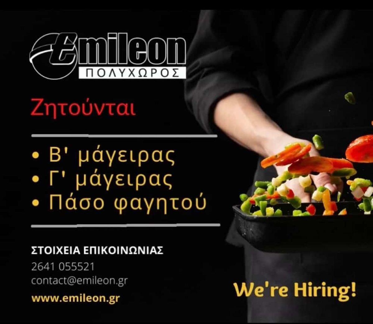 Ζητείται έμπειρο προσωπικό για το Emileon Restaurant