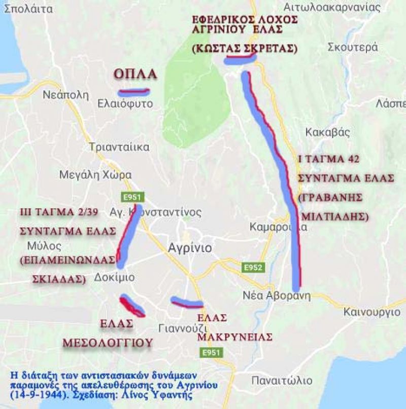 Η διάταξη των αντιστασιακών δυνάμεων γύρω από το Αγρίνιο τον Σεπτέμβρη του 1944