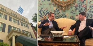 Στην Ουάσινγκτον ο Μητσοτάκης, τον υποδέχθηκε στο Blair House ο Τζορτζ Τσούνης